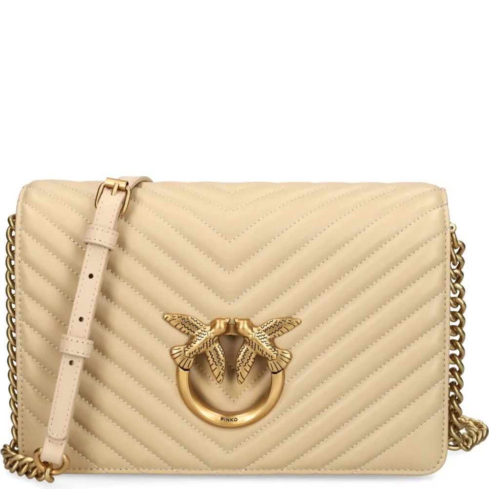 PINKO Rankinė per petį moterims, Smėlio, Love click shoulder bag 1