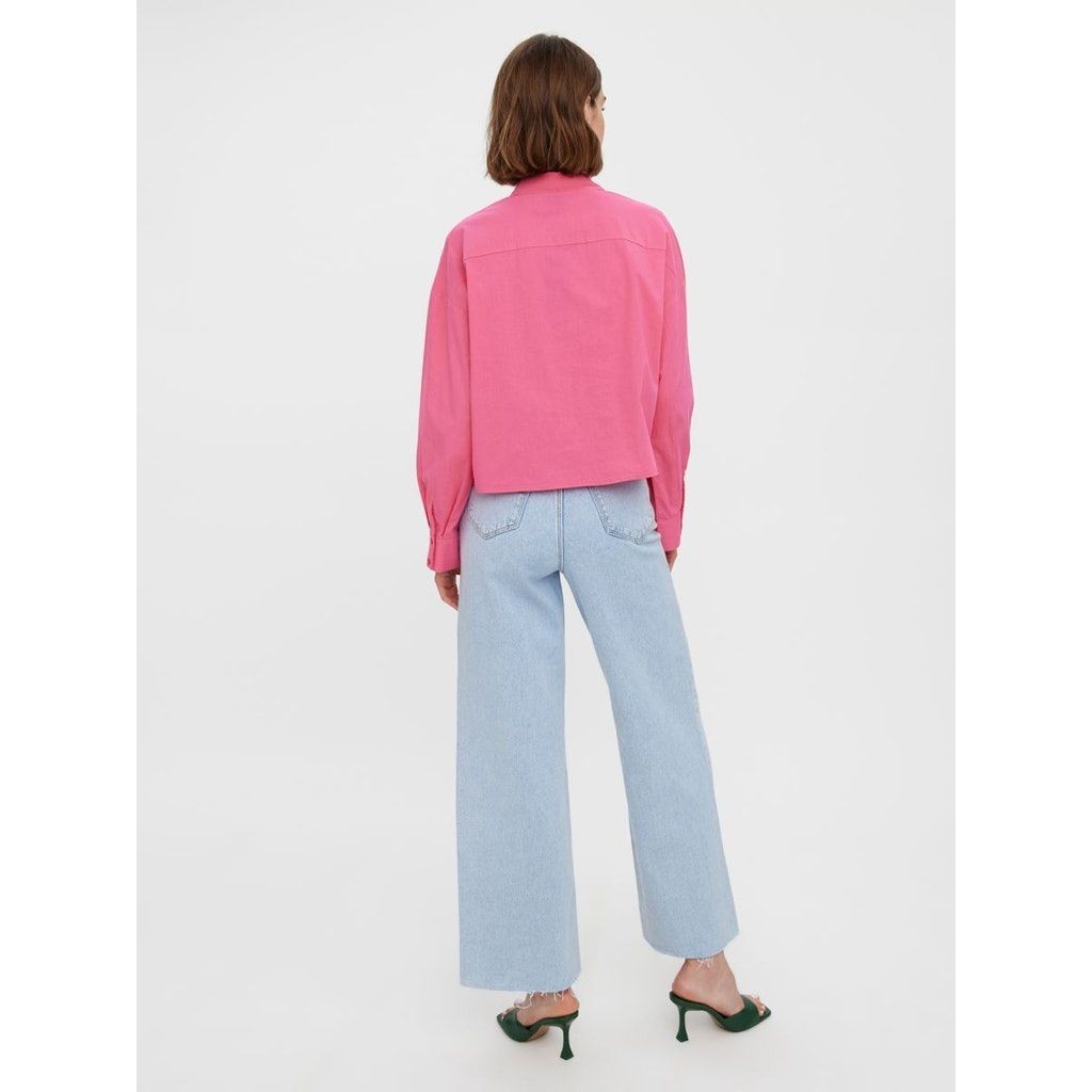 VERO MODA Marškiniai moterims, Rožinė, VMSTINNA L/S CROPPED 5