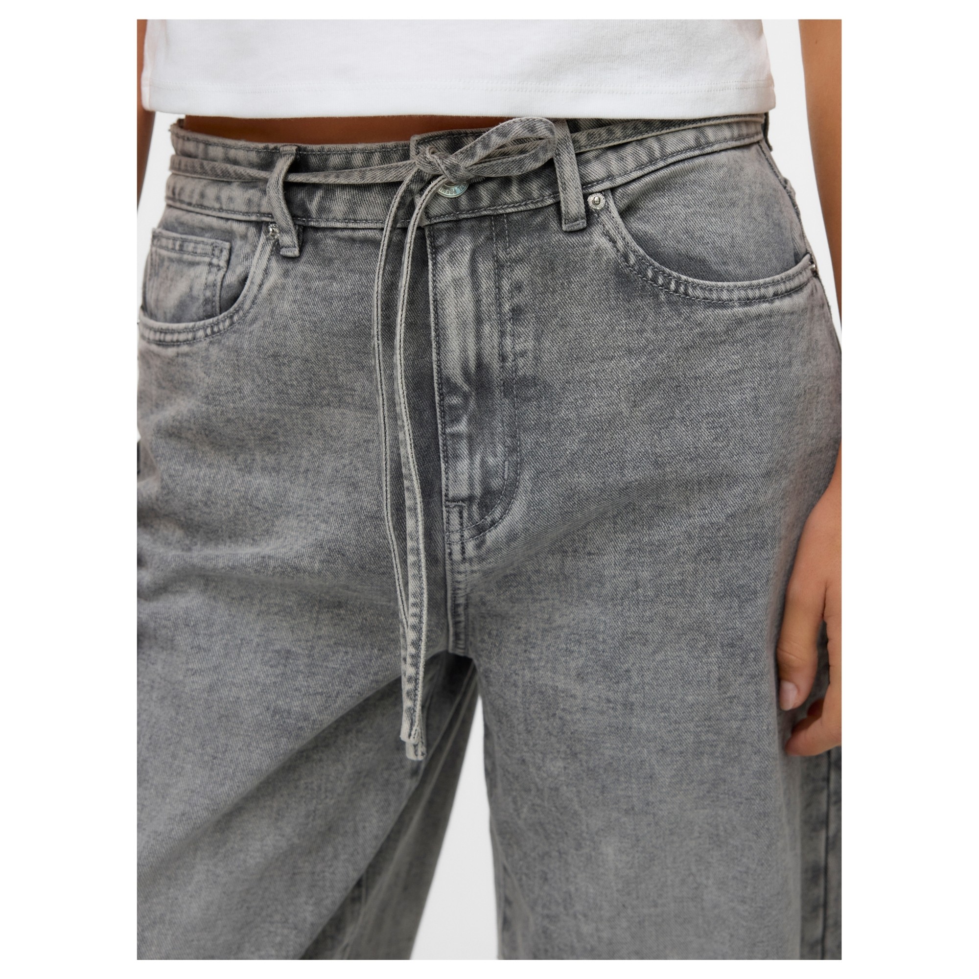 VERO MODA Platūs džinsai moterims, Pilka, Wien wide belt 3