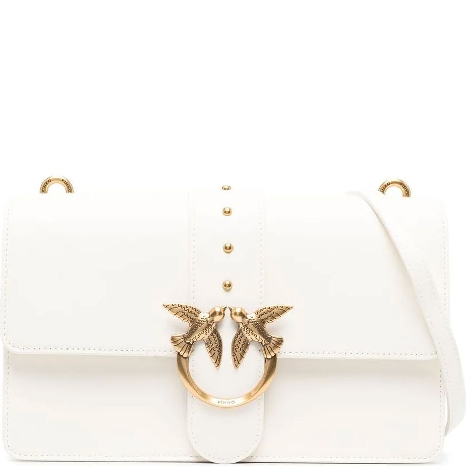 PINKO Rankinė per petį moterims, Balta, Love leather crossbody bag 1