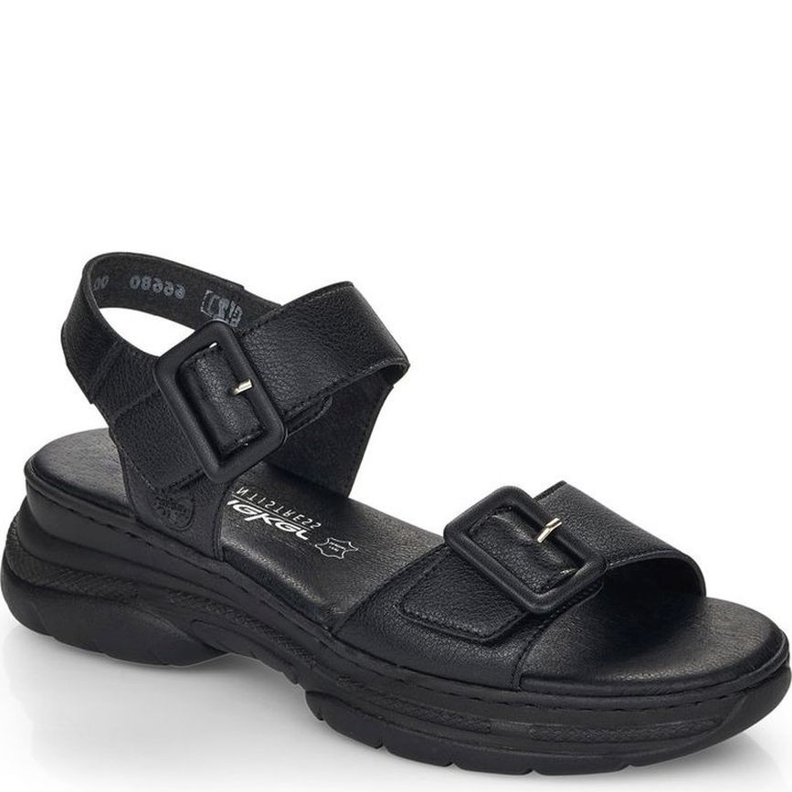 RIEKER Basutės moterims, Juoda, SANDALS 1