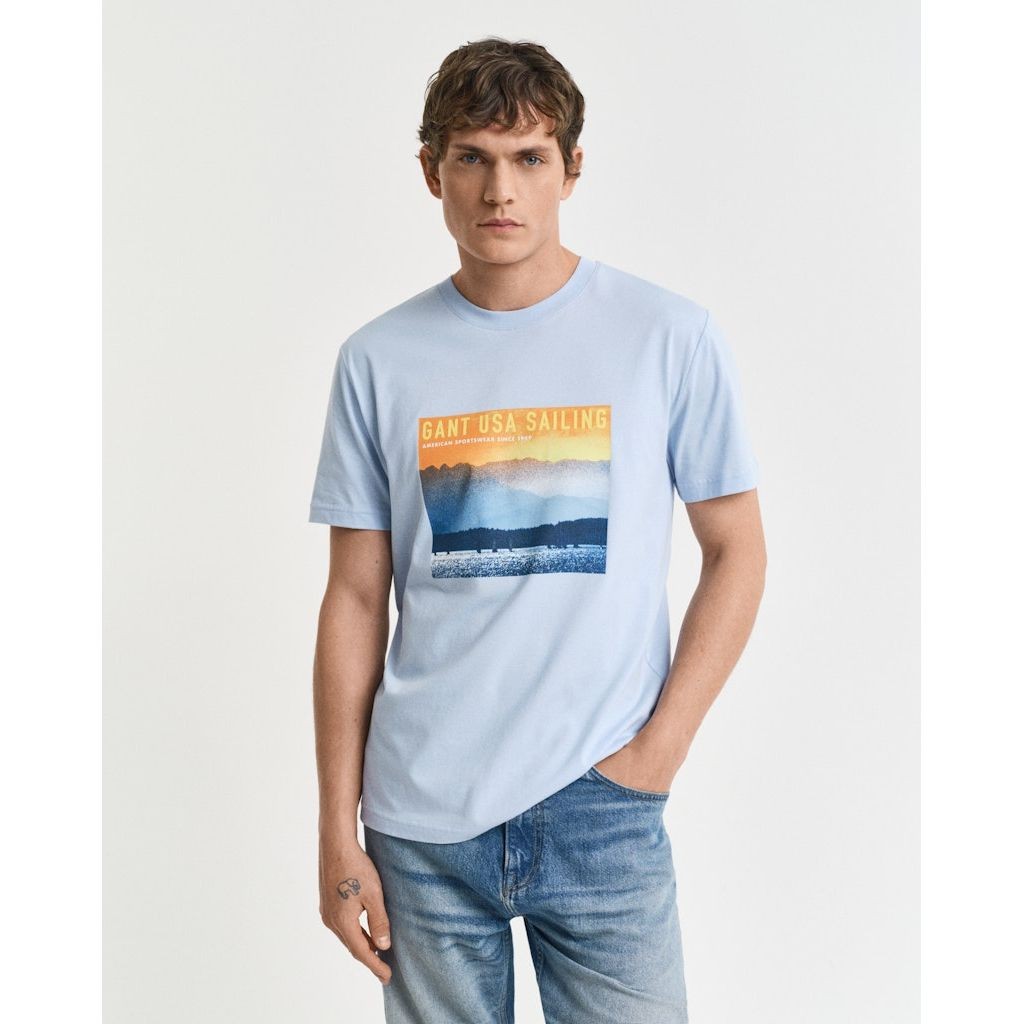 GANT Marškinėliai trump. rankovėmis vyrams, Mėlyna, Placed graphic t-shirt 2