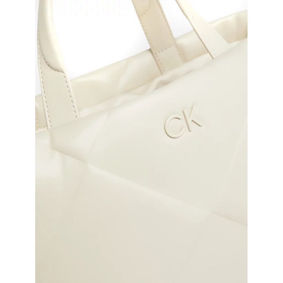CALVIN KLEIN Pirkinių krepšys moterims, Smėlio, Quilt large shopper tote bag 3