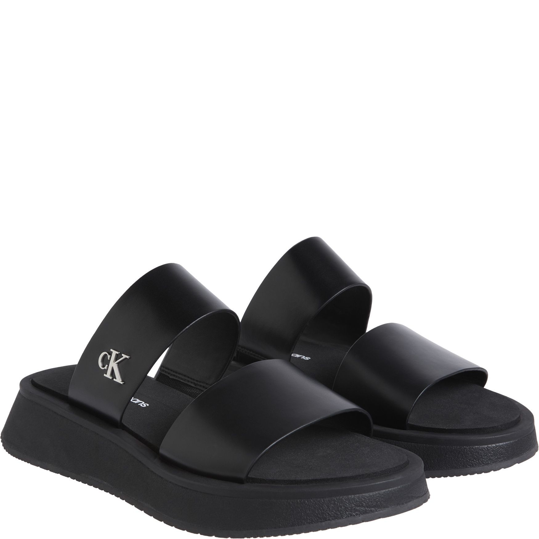 CALVIN KLEIN JEANS Basutės moterims, Juoda, Sandal slide double 1