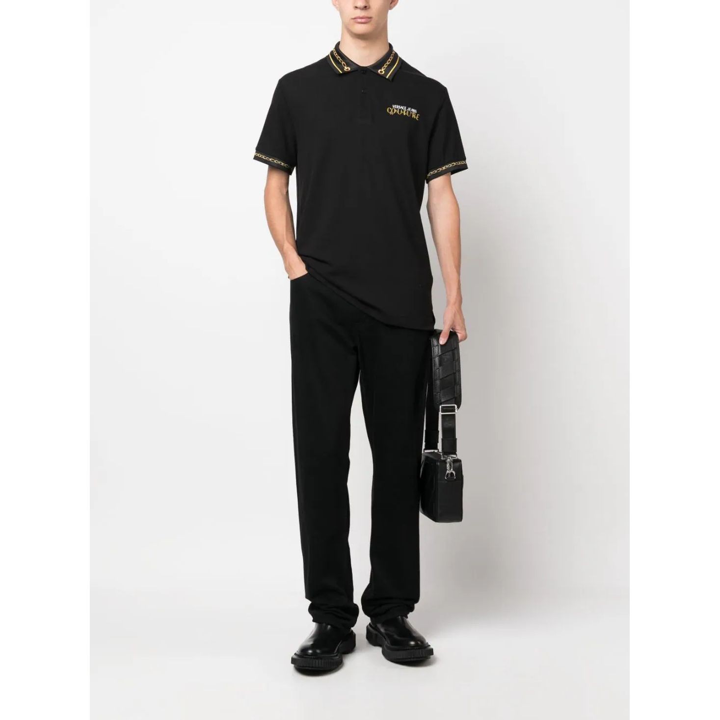 VERSACE JEANS CUTURE Polo marškiniai trumpos rank. vyrams, Juoda, Polo t-shirt 2