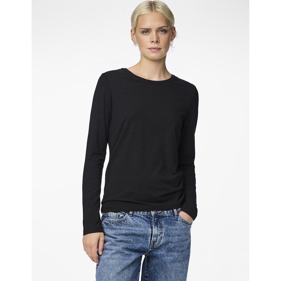 PIECES Marškinėliai ilgom. rankovėmis moterims, Juoda, Sirene tee 3