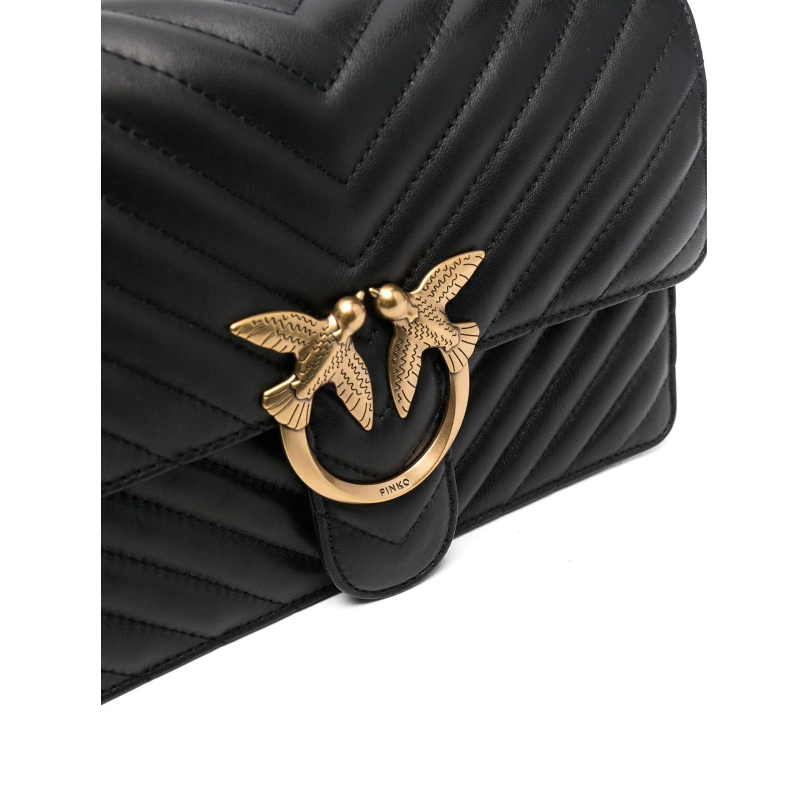 PINKO Rankinė per petį moterims, Juoda, Classic love bag one chevron 3