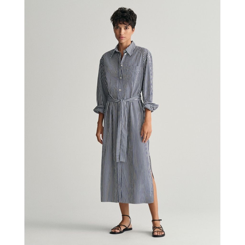 GANT Midi suknelė moterims, Mėlyna, REL STRIPED POPLIN SHIRT DRESS 2