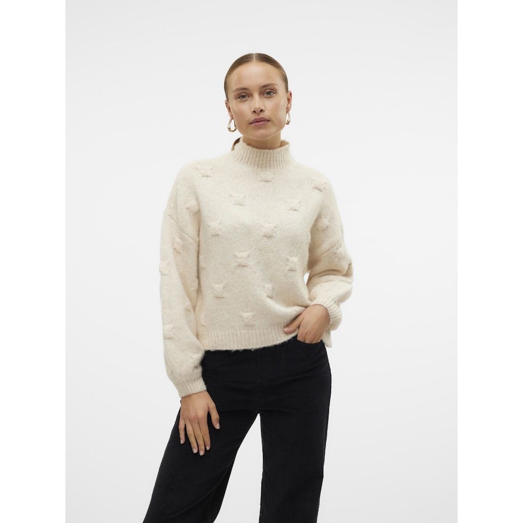 VERO MODA Megztinis su kaklu moterims, Smėlio, Gail highneck pullover 2