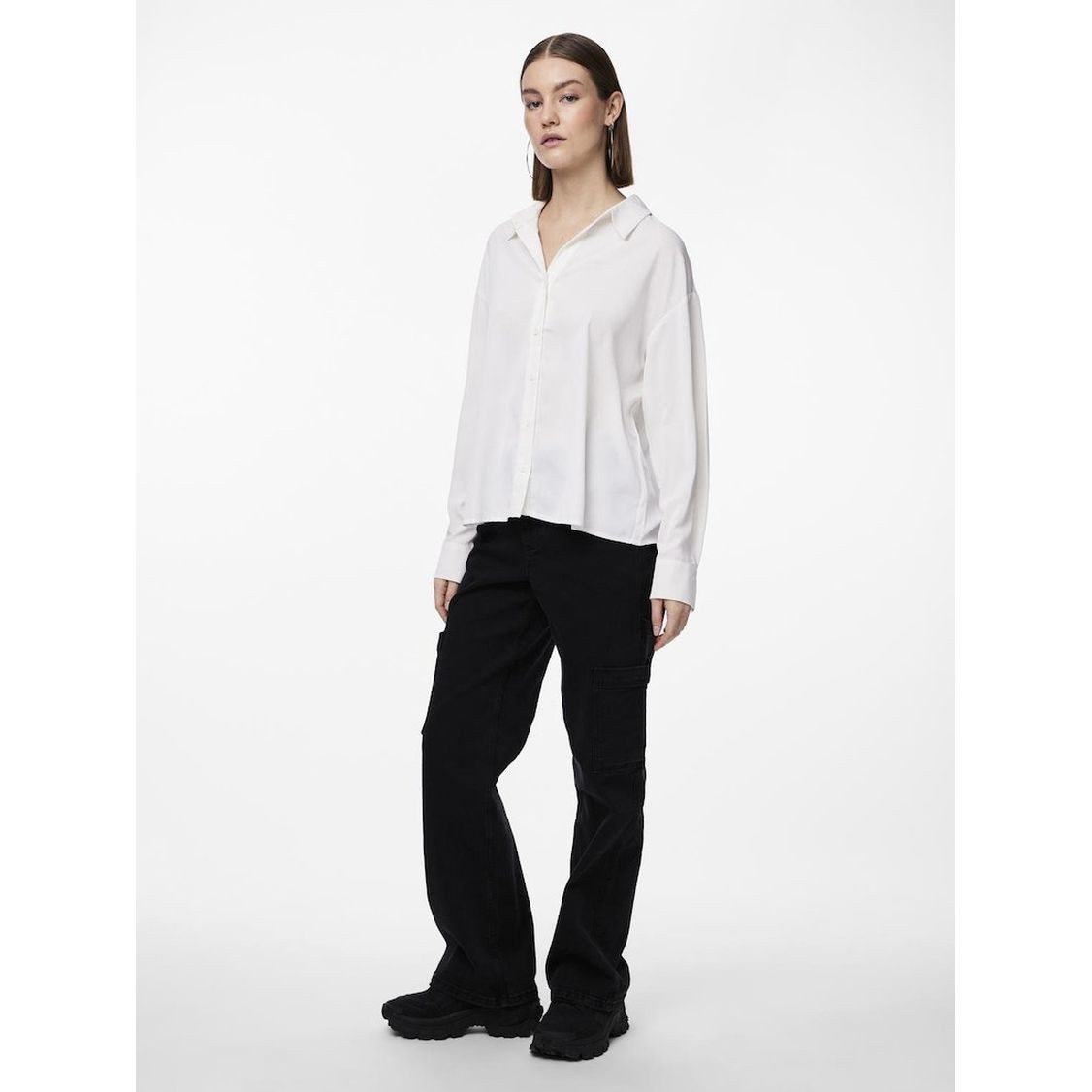 PIECES Marškiniai ilgomis rankovėmis moterims, Balta, Franan shirt 5