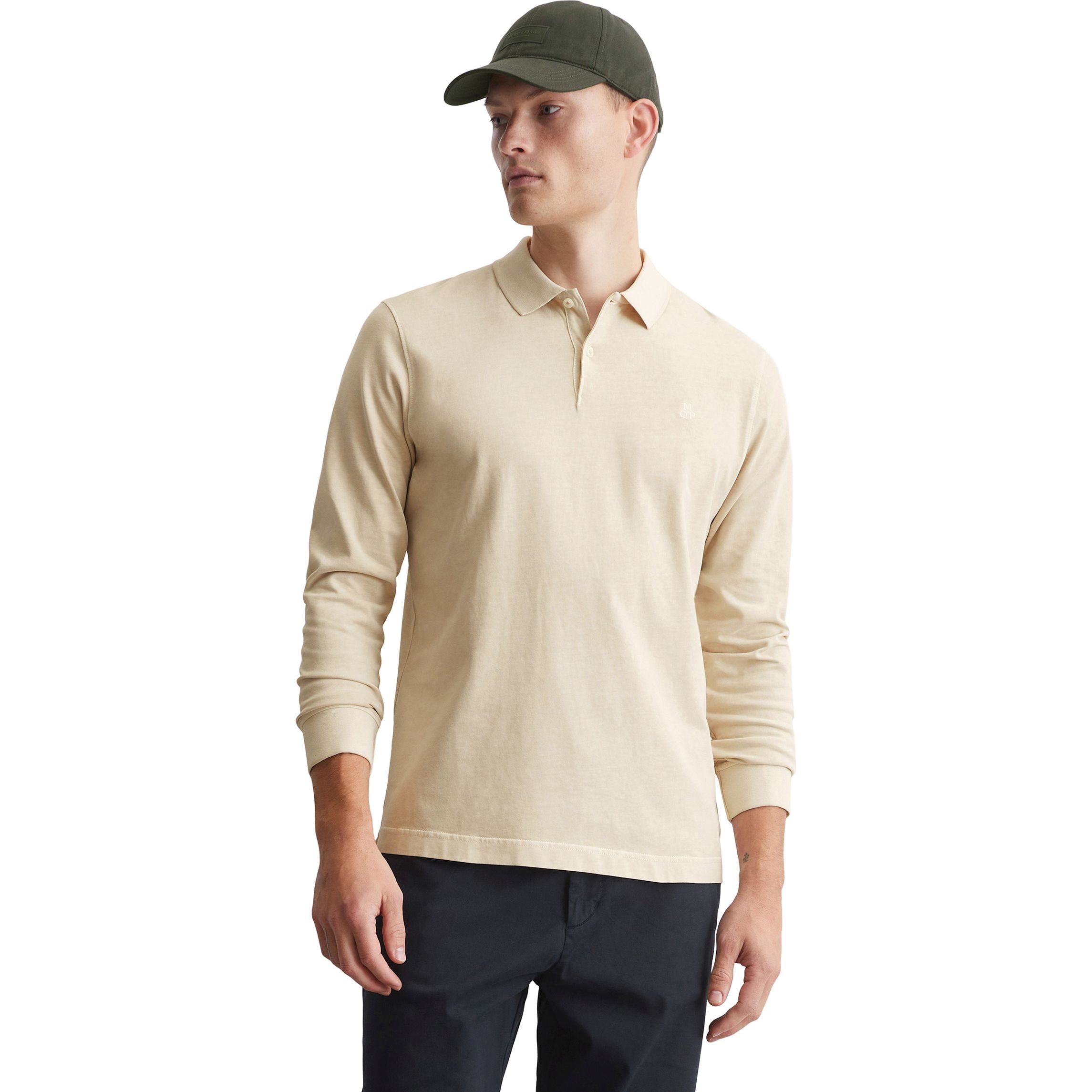 MARC O'POLO Polo marškiniai ilgos rank. vyrams, Smėlio, Polo long 520223655004 2