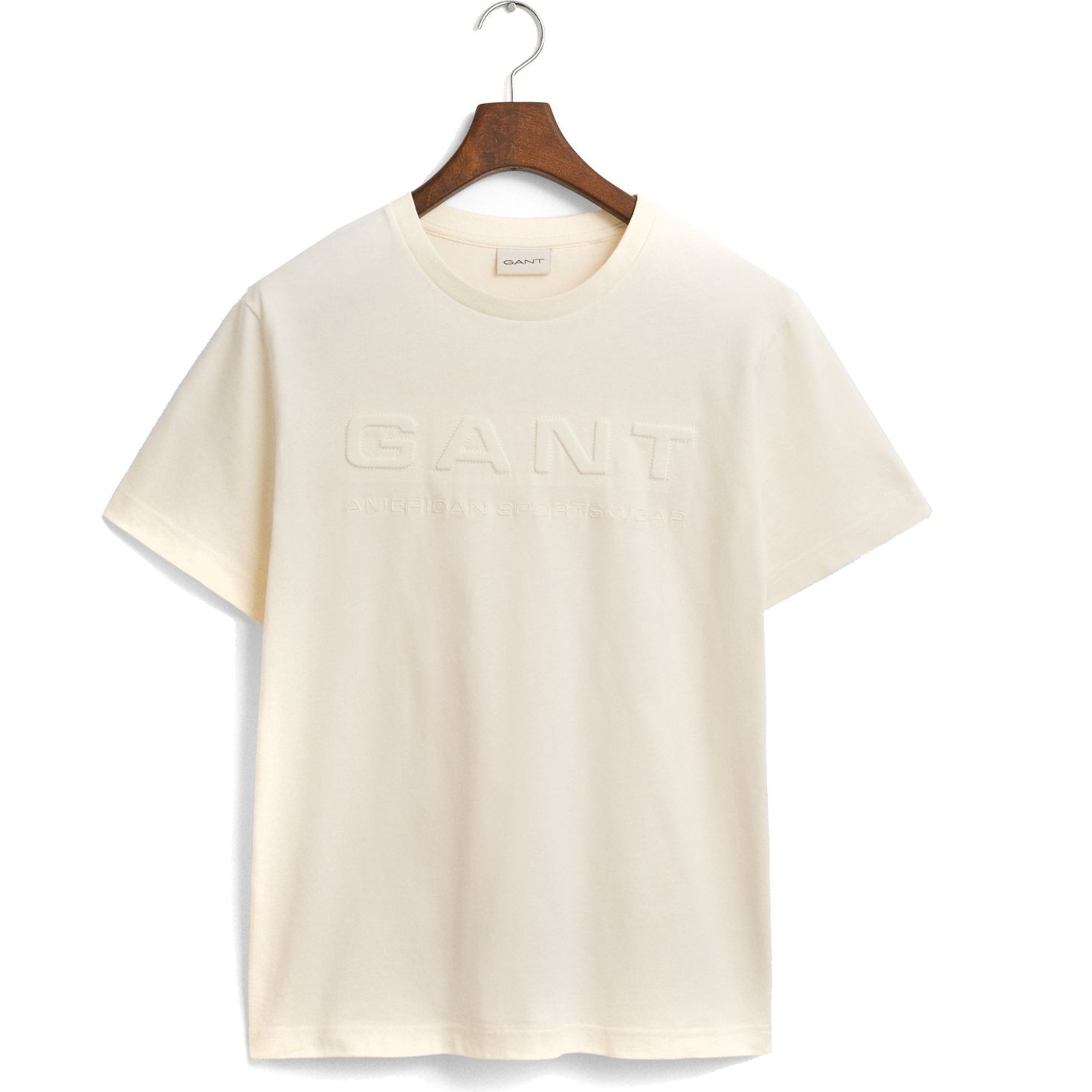 GANT Marškinėliai trump. rankovėmis vyrams, Smėlio, Embrossed SS t-shirt 1