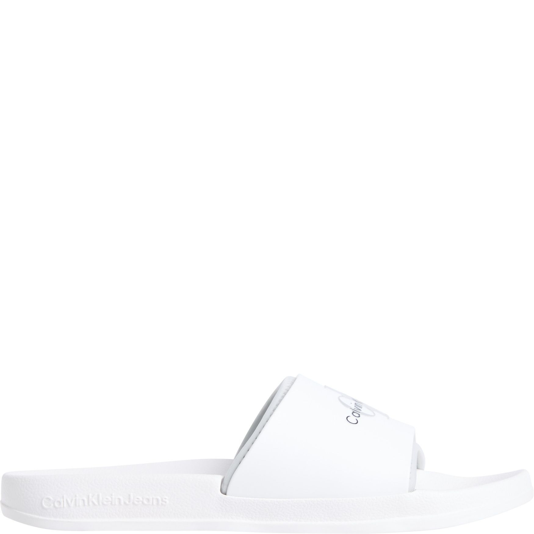 CALVIN KLEIN JEANS Guminės šlepetės vyrams, Balta, Slide rubber neopren 2