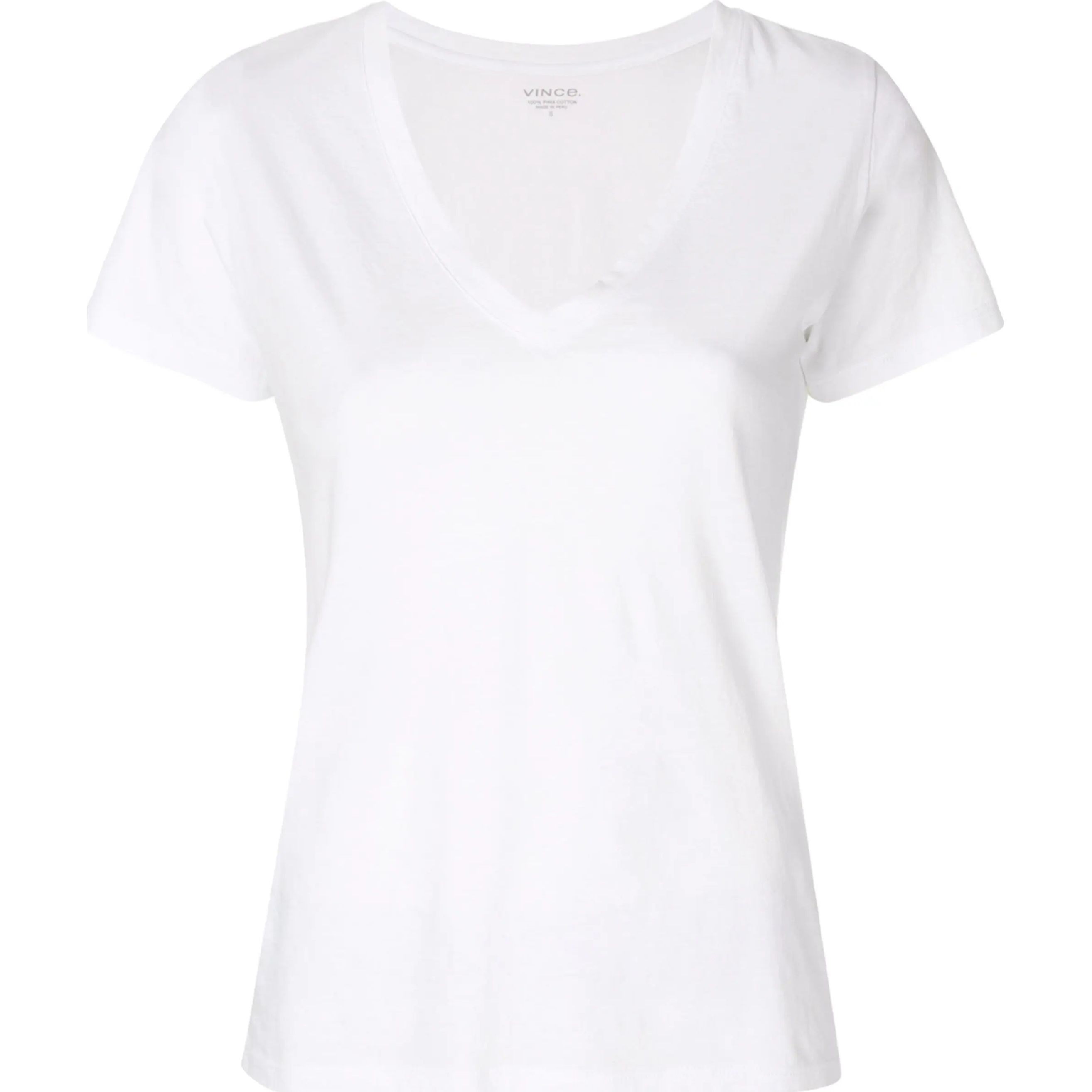 VINCE Marškinėliai trump. rankovėmis moterims, Balta, Essential v-neck t-shirt