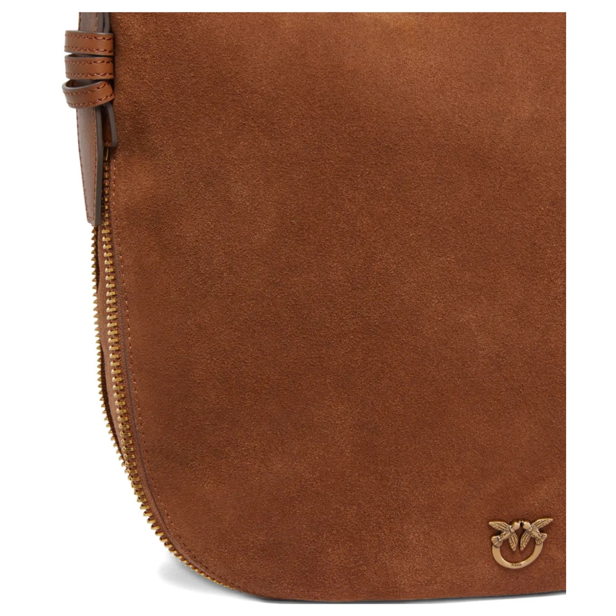 PINKO Rankinė per petį moterims, Ruda, Hobo zip around classic suede 4