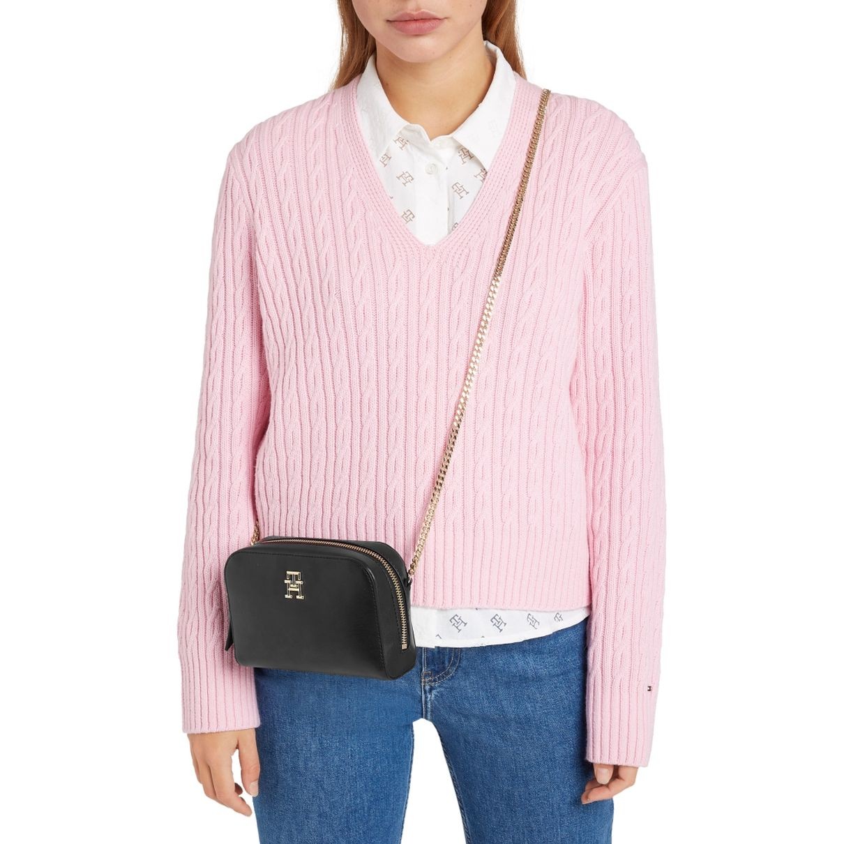 TOMMY HILFIGER Rankinė per petį moterims, Juoda, Feminine crossover 6