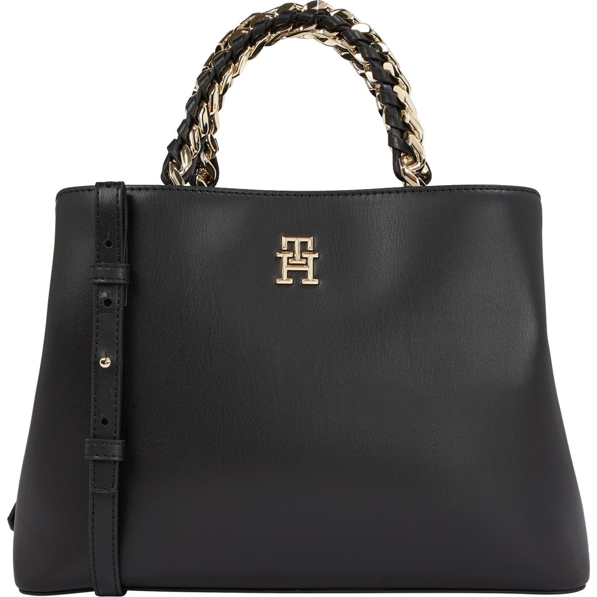TOMMY HILFIGER Rankinė per petį moterims, Juoda, Feminine medium satchel 1