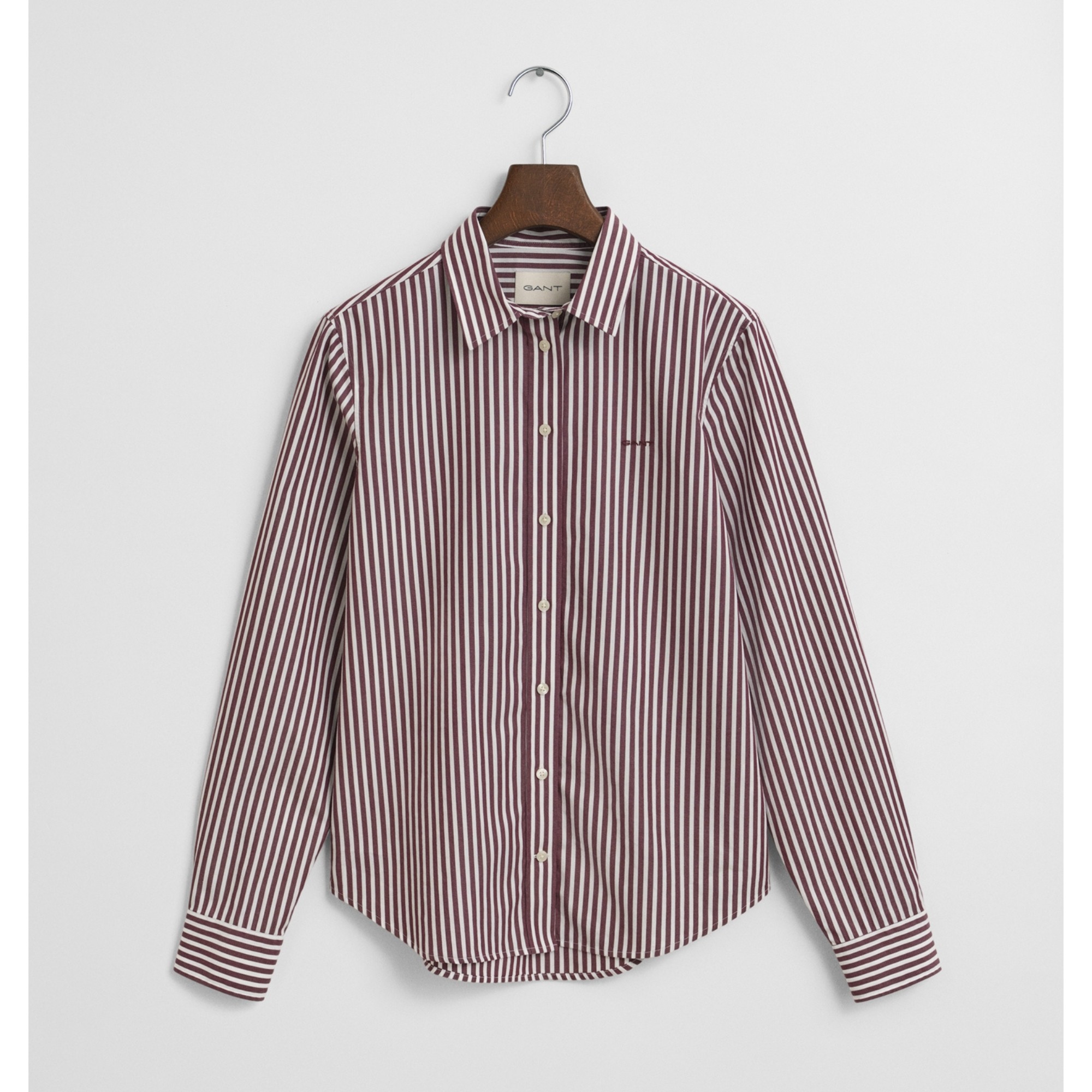 GANT Marškiniai ilgomis rankovėmis moterims, Raudona, reg classic poplin striped