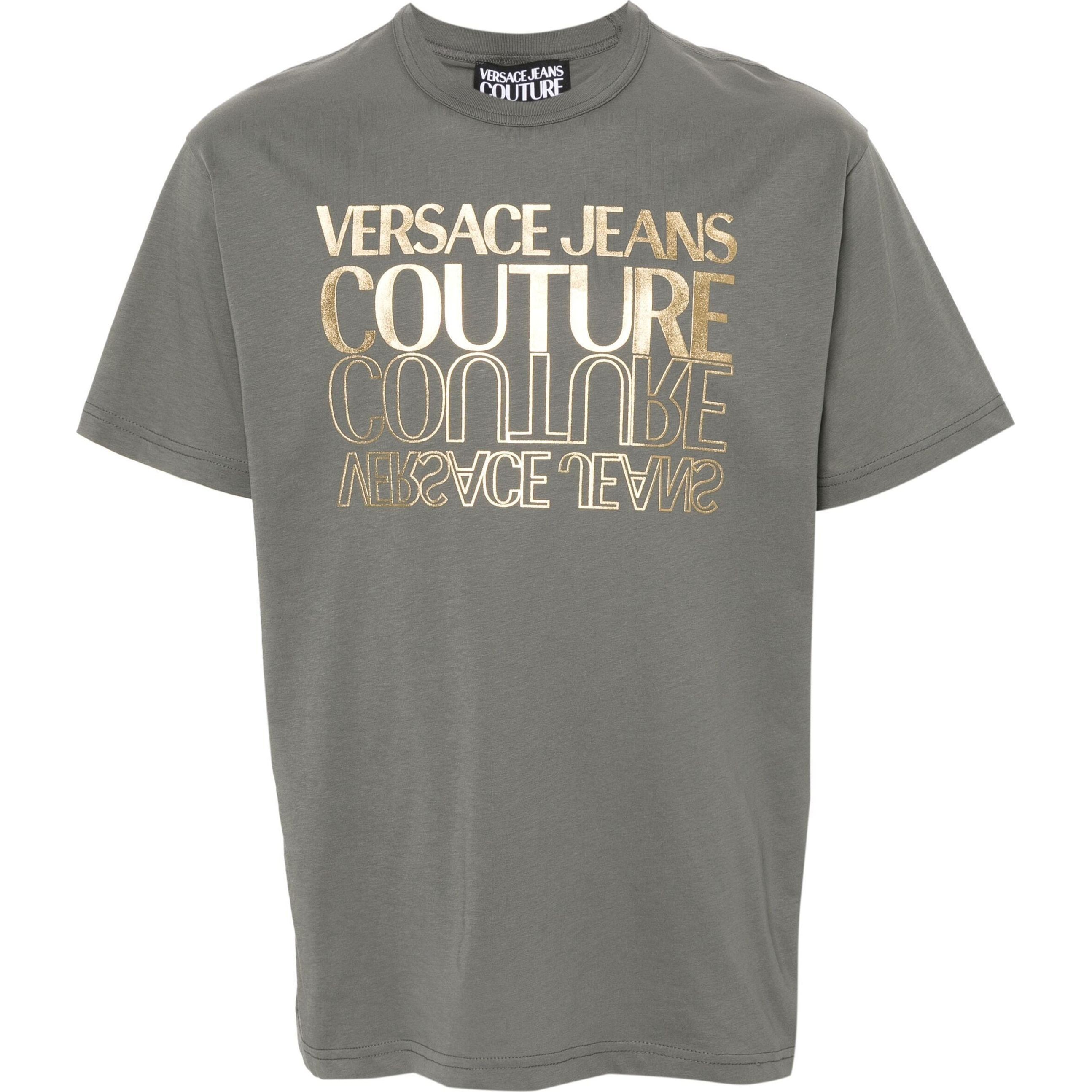 VERSACE JEANS CUTURE Marškinėliai trump. rankovėmis vyrams, Pilka, Logo-print cotton t-shirt