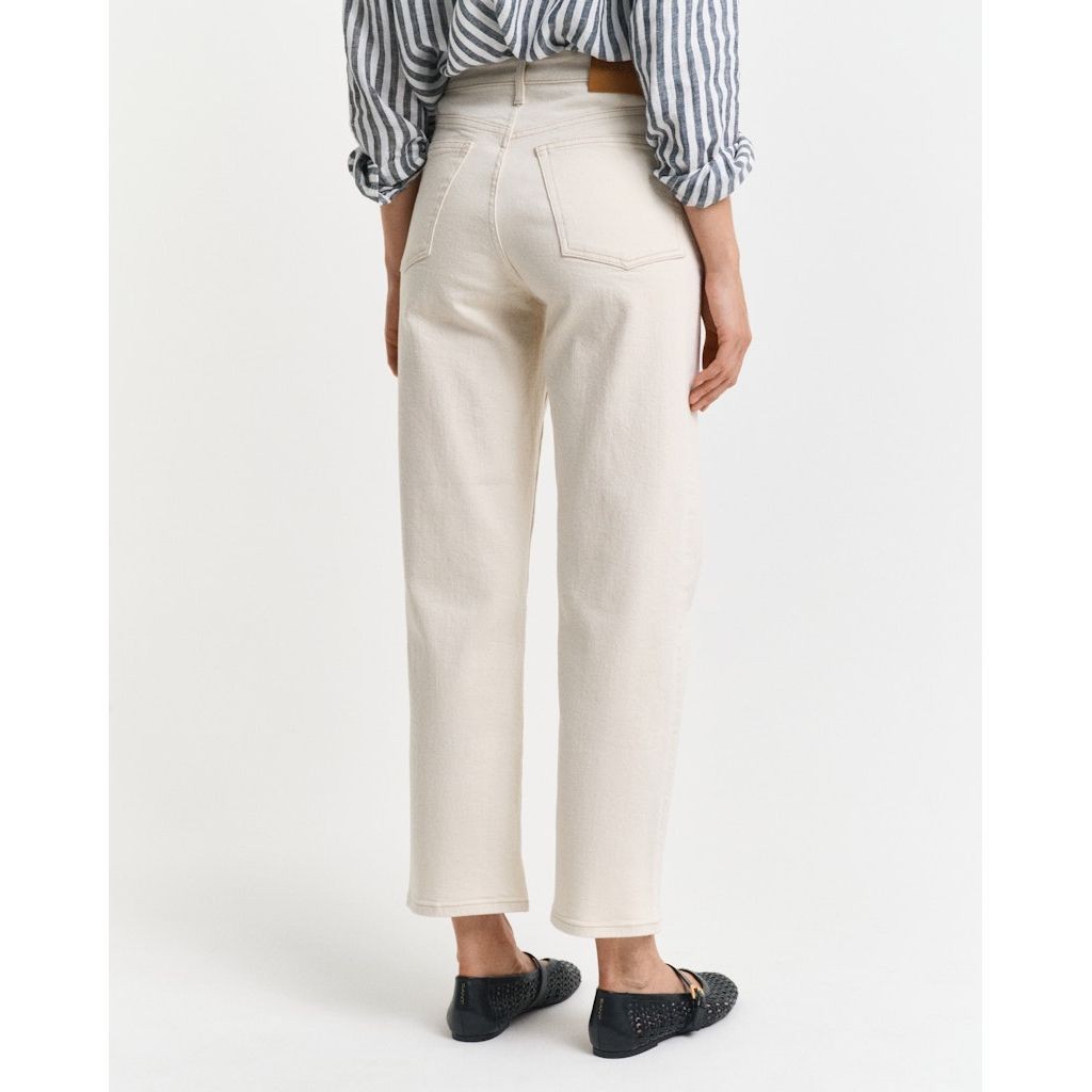 GANT Tiesūs džinsai moterims, Smėlio, Ecru cropped straight jeans 3