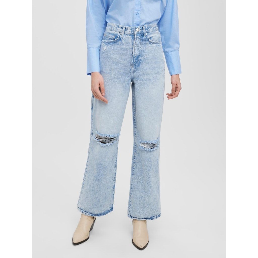 VERO MODA Tiesūs džinsai moterims, Mėlyna, VMREBECCA SHR REG WID 3