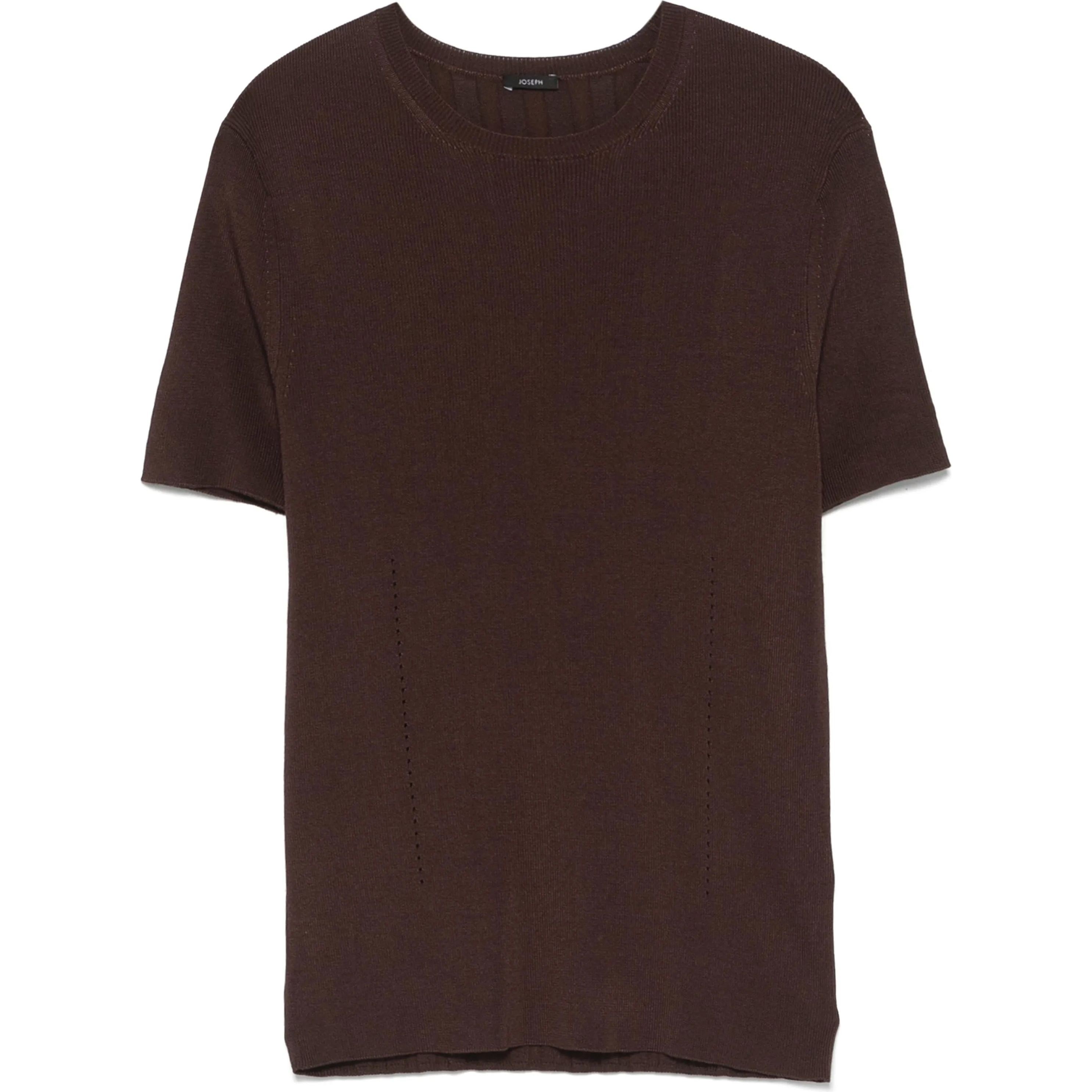 JOSEPH Marškinėliai trump. rankovėmis moterims, Ruda, Ribbed t-shirt