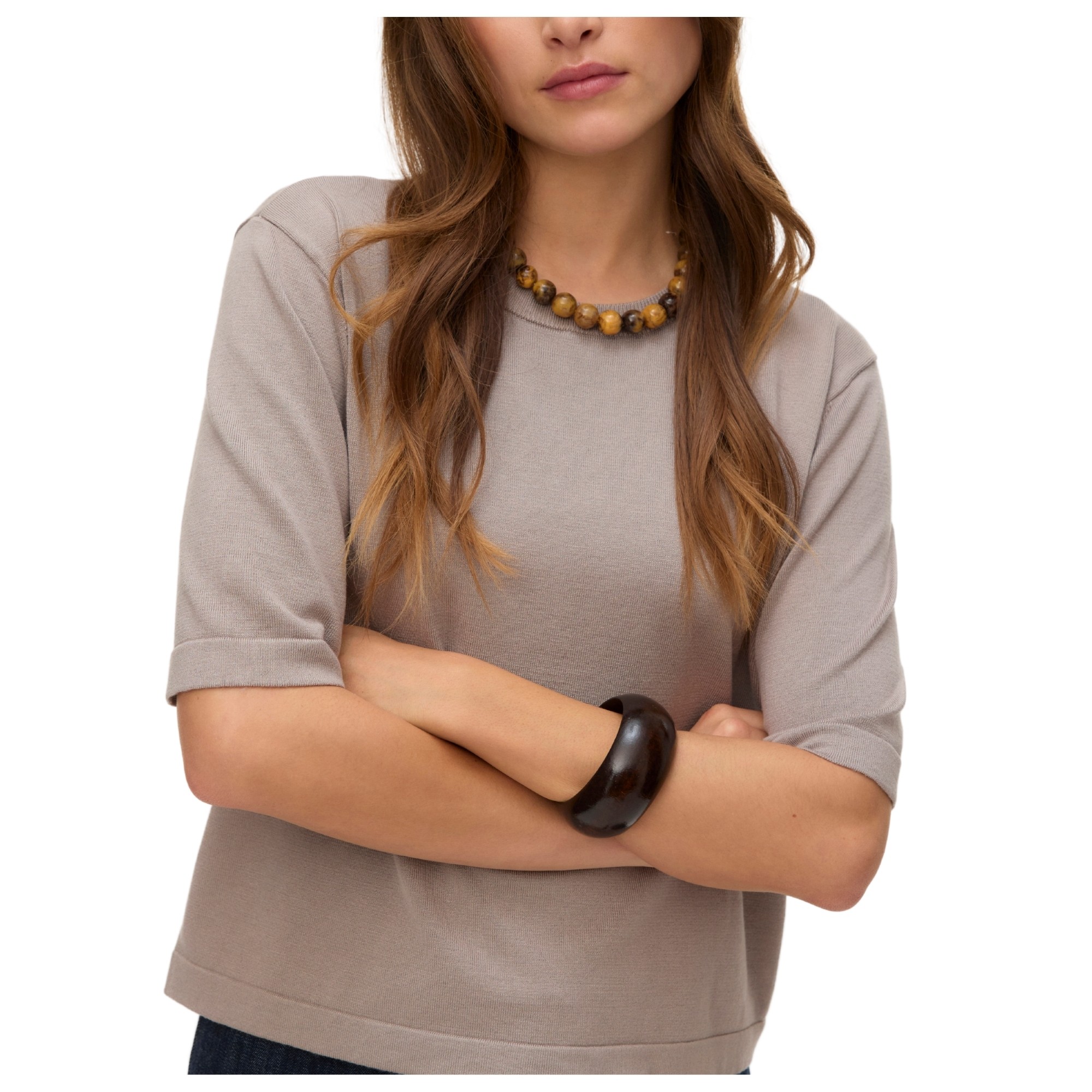 VERO MODA Megzta palaidinė moterims, Pilka, Silje oversize 1