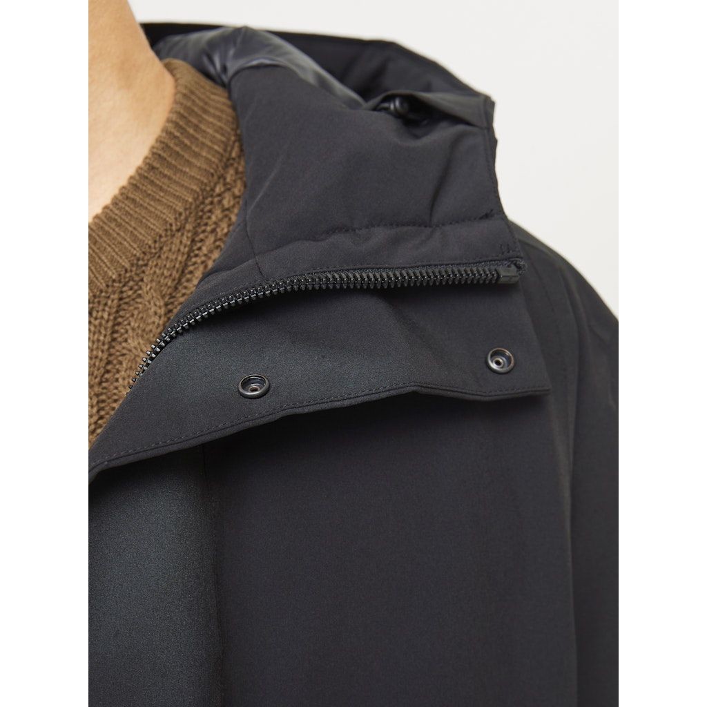 JACK & JONES Pūkinis paltas vyrams, Juoda, Keen parka 2