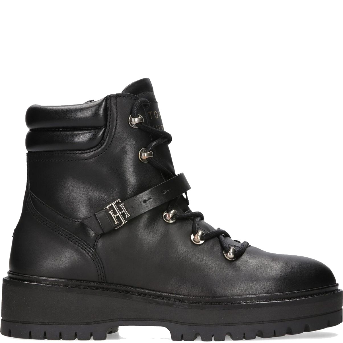 TOMMY HILFIGER Aulinukai moterims, Juoda, POLISHED LEATHER FLA 1