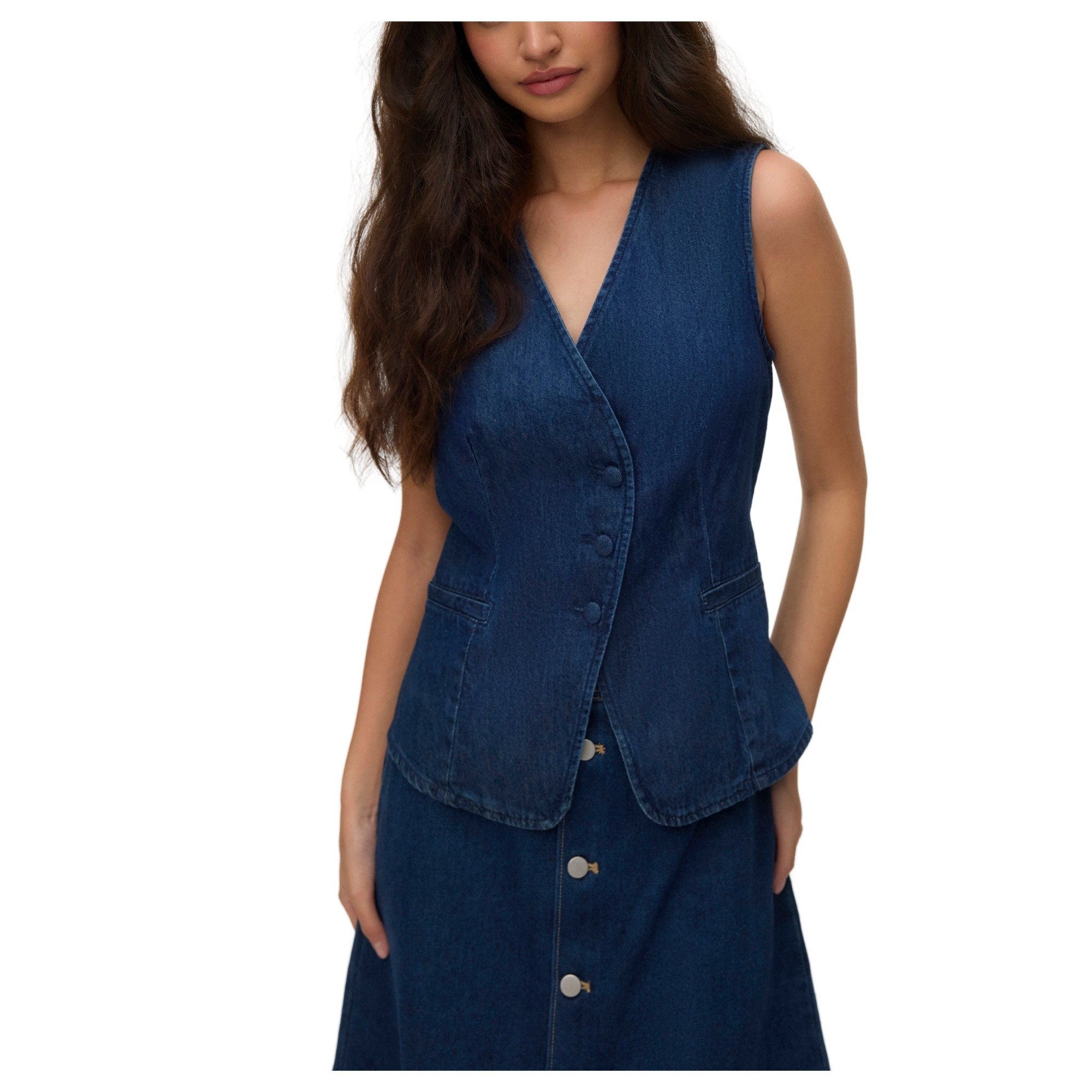 VERO MODA Liemenė moterims, Mėlyna, Vita demin 1