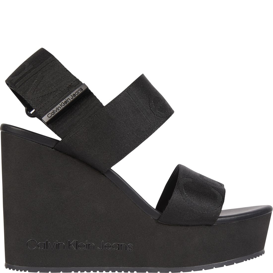CALVIN KLEIN JEANS Basutės moterims, Juoda, Wedge sandal webbing 2