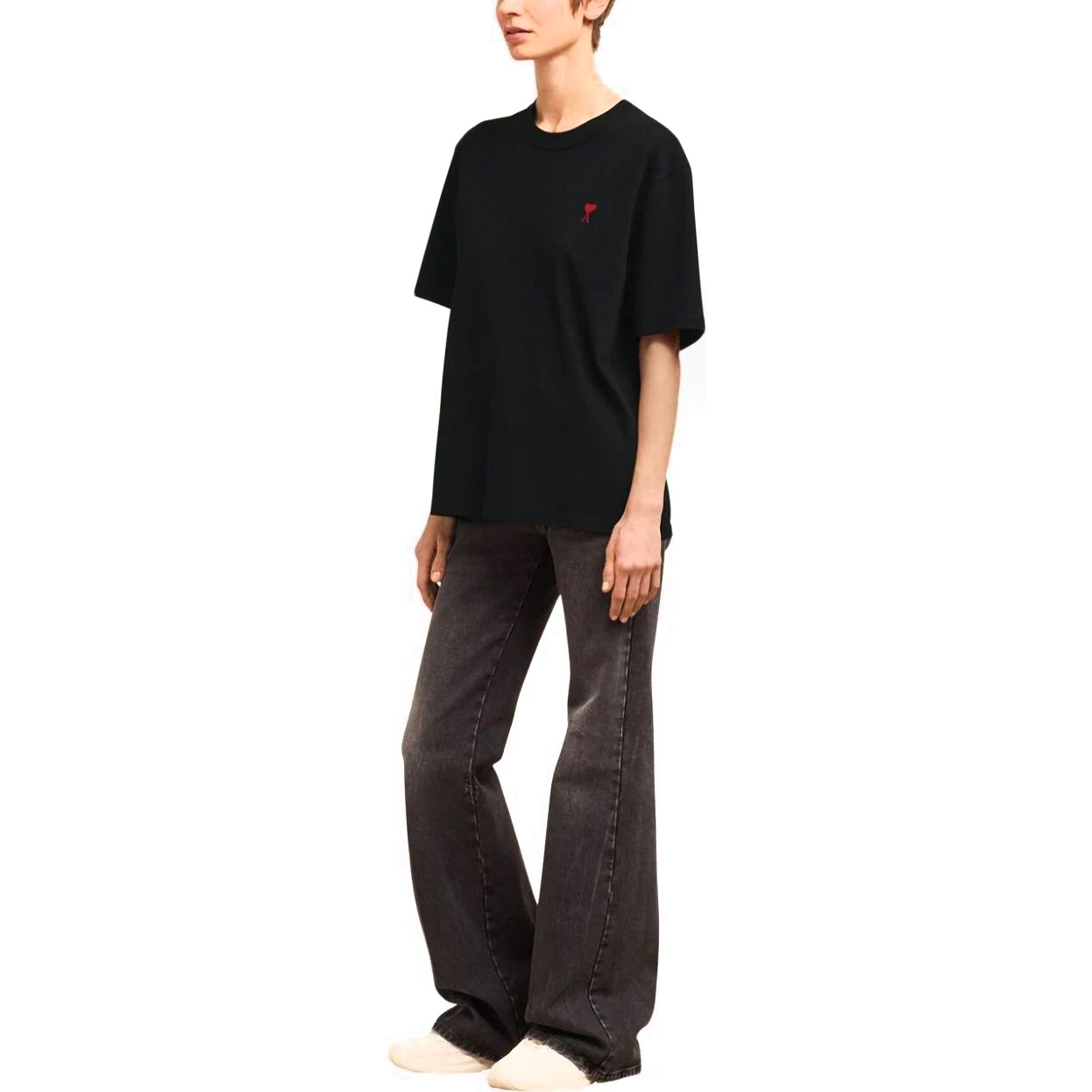 AMI PARIS Marškinėliai trump. rankovėmis, Juoda, Red ami de coeur t-shirt 2