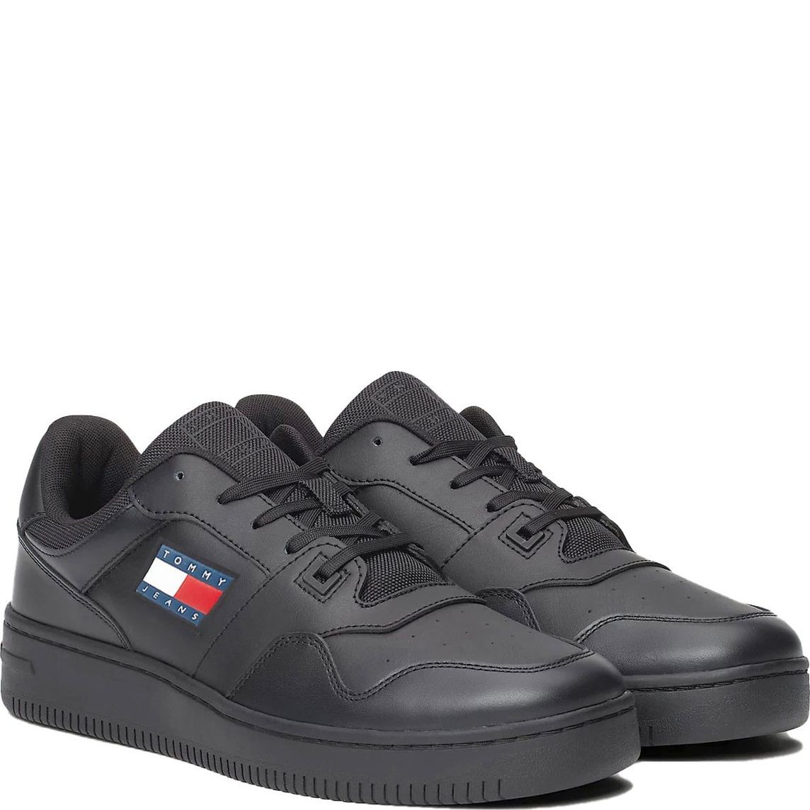 TOMMY JEANS Laisvalaikio bateliai vyrams, Juoda, Retro basket leisure 1