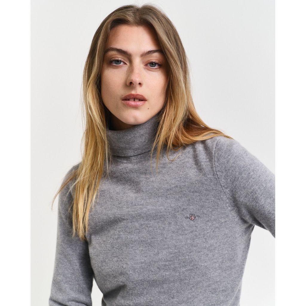 GANT Megztinis su kaklu moterims, Pilka, Extrafine lambswool turtleneck 4