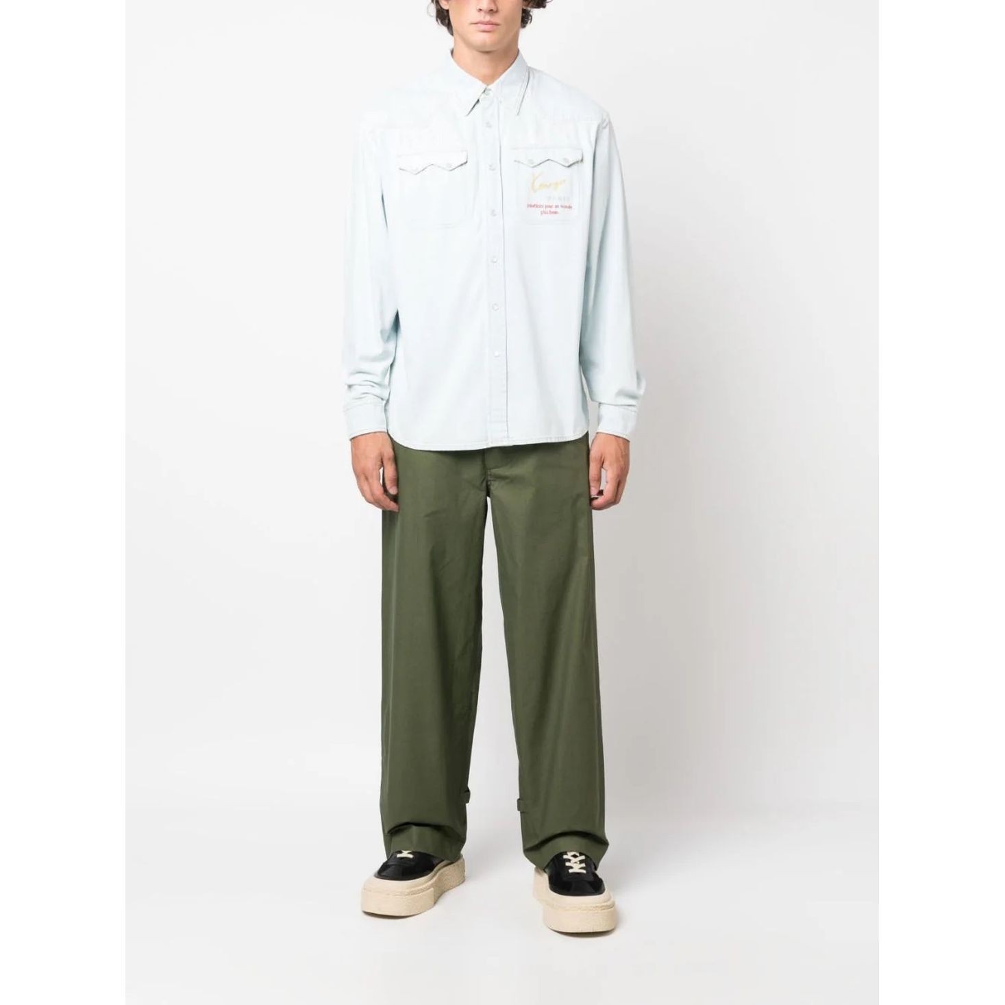 KENZO Marškiniai ilgomis rankovėmis vyrams, Mėlyna, Kenzo signature western shirt 2