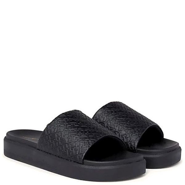 TOMMY HILFIGER Guminės šlepetės moterims, Juoda, Platform pool slide 1