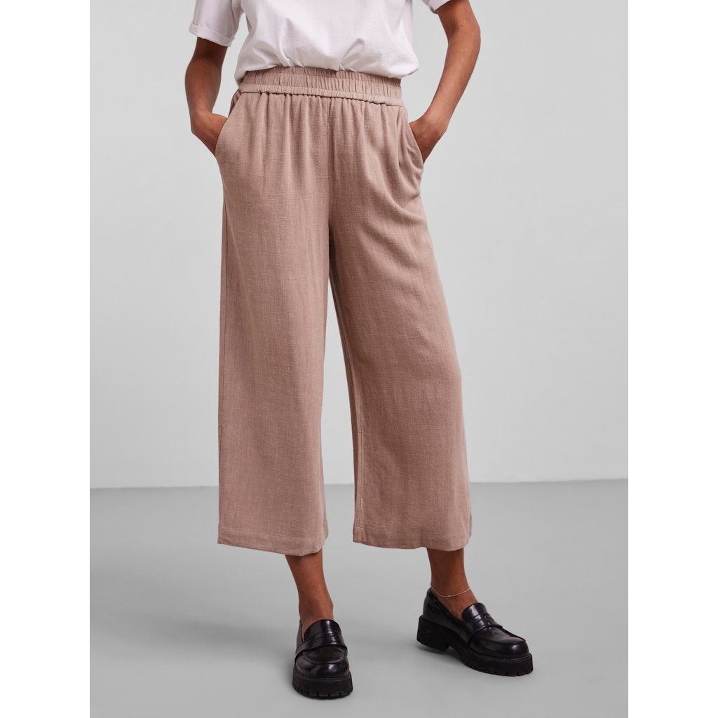 PIECES Kelnės moterims, Žalia, PCVINSTY HW LINEN CUL 2