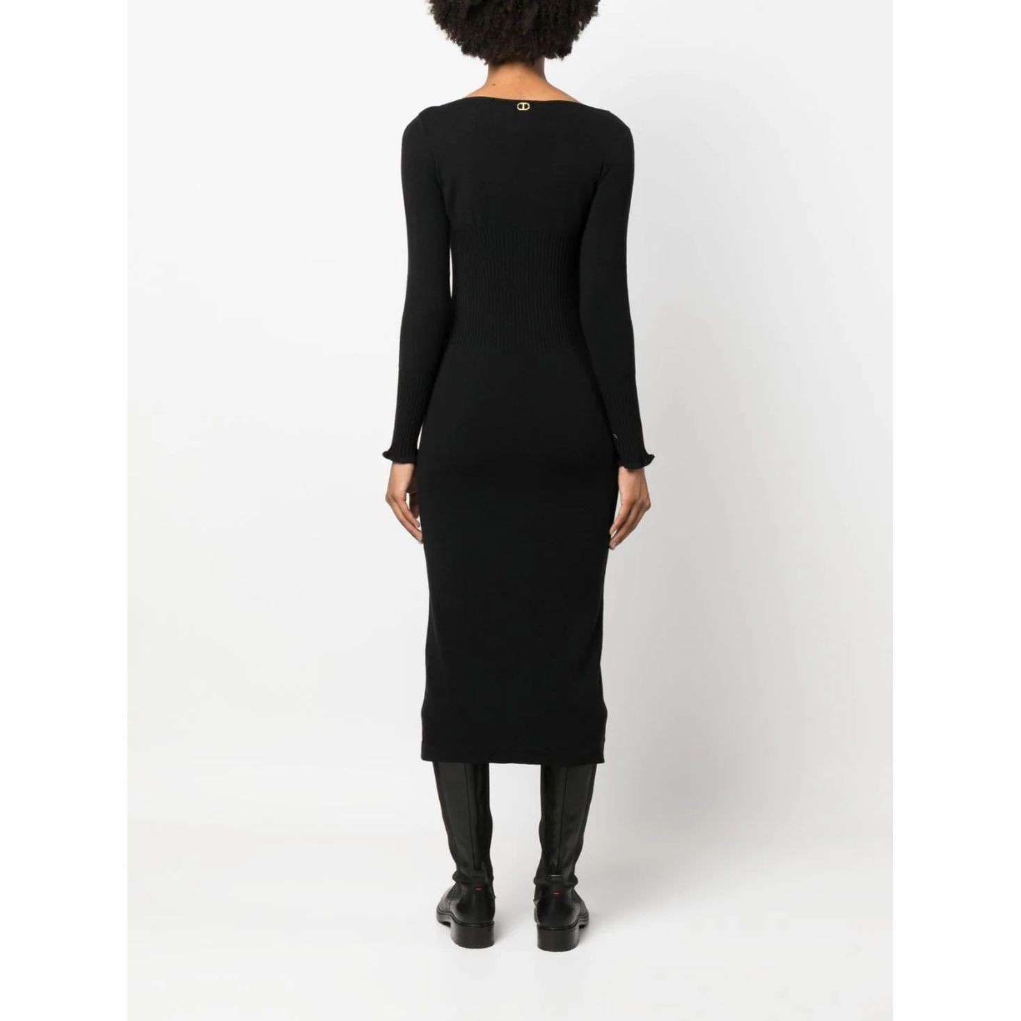 TWINSET Megzta suknelė moterims, Juoda, Belted dress 4