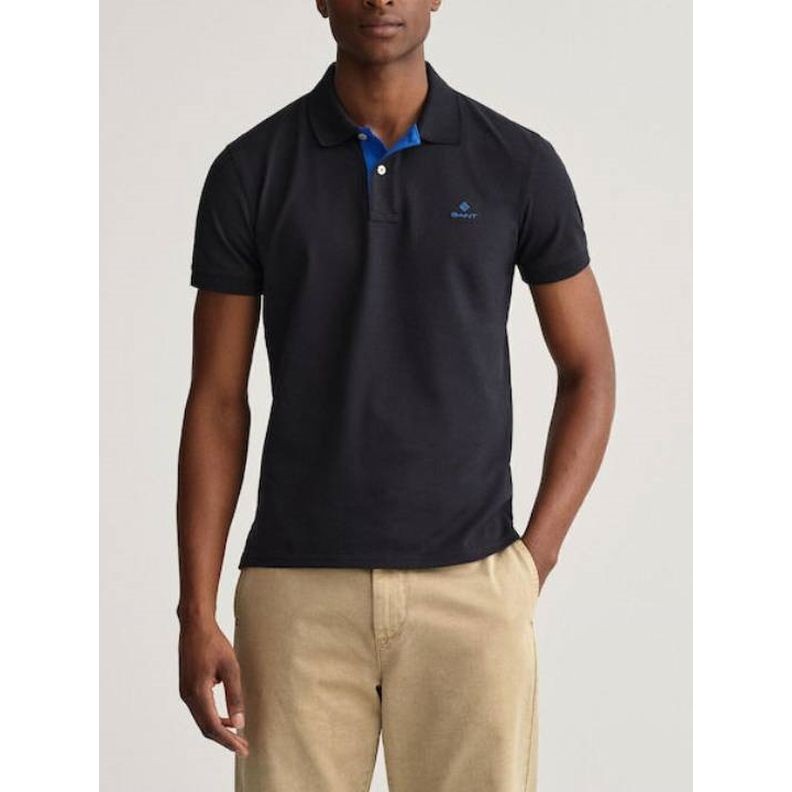 GANT Marškinėliai vyrams, Juoda, CONTRAST COLLAR 2