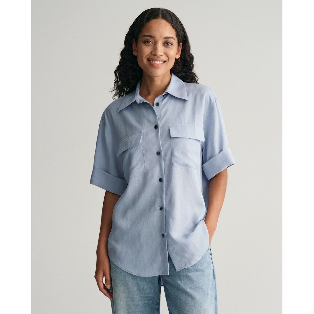 GANT Marškiniai moterims, Mėlyna, REL POCKET SS SHIRT 2