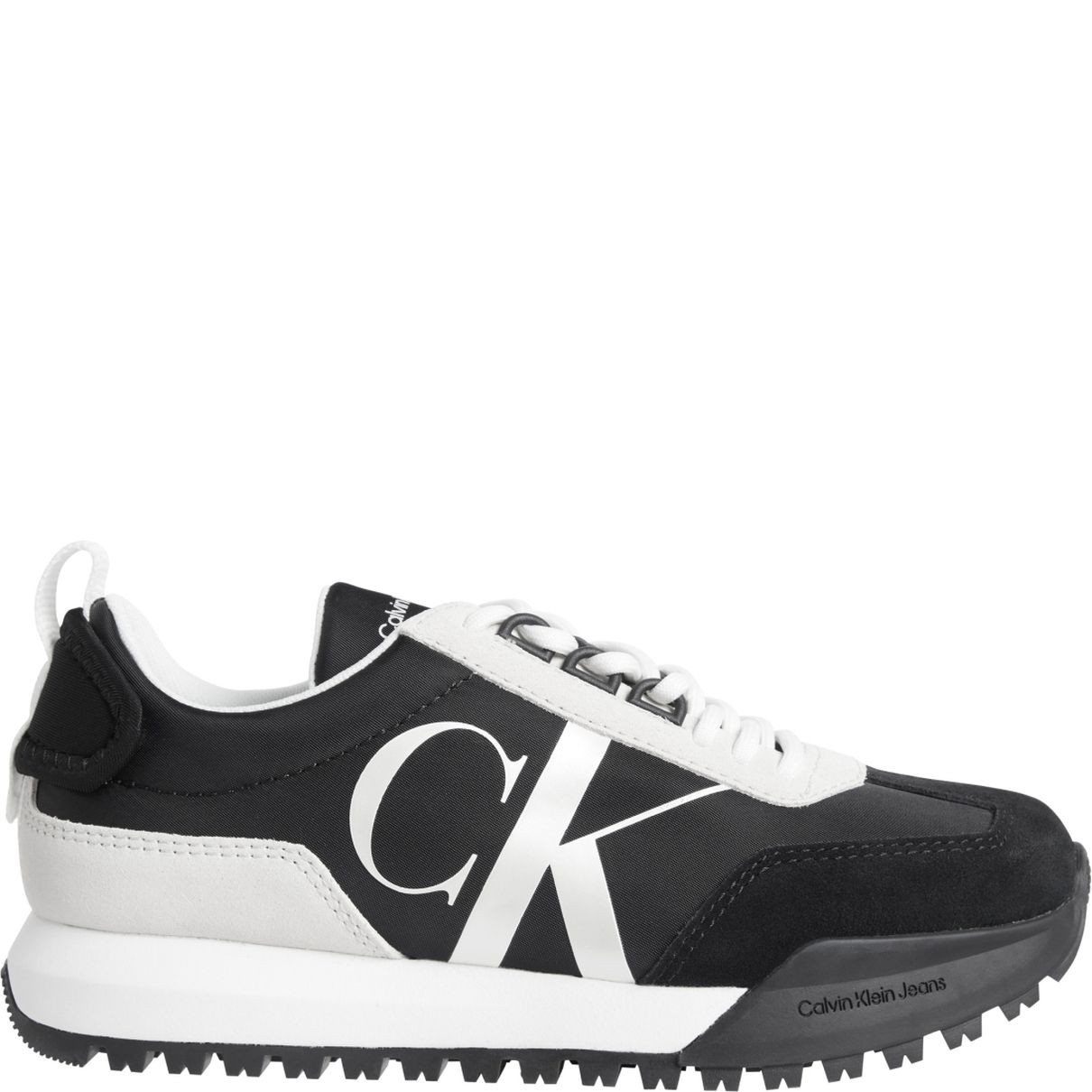 CALVIN KLEIN JEANS Sportiniai bateliai moterims, Juoda, Toothy runner laceup mix pearl 2