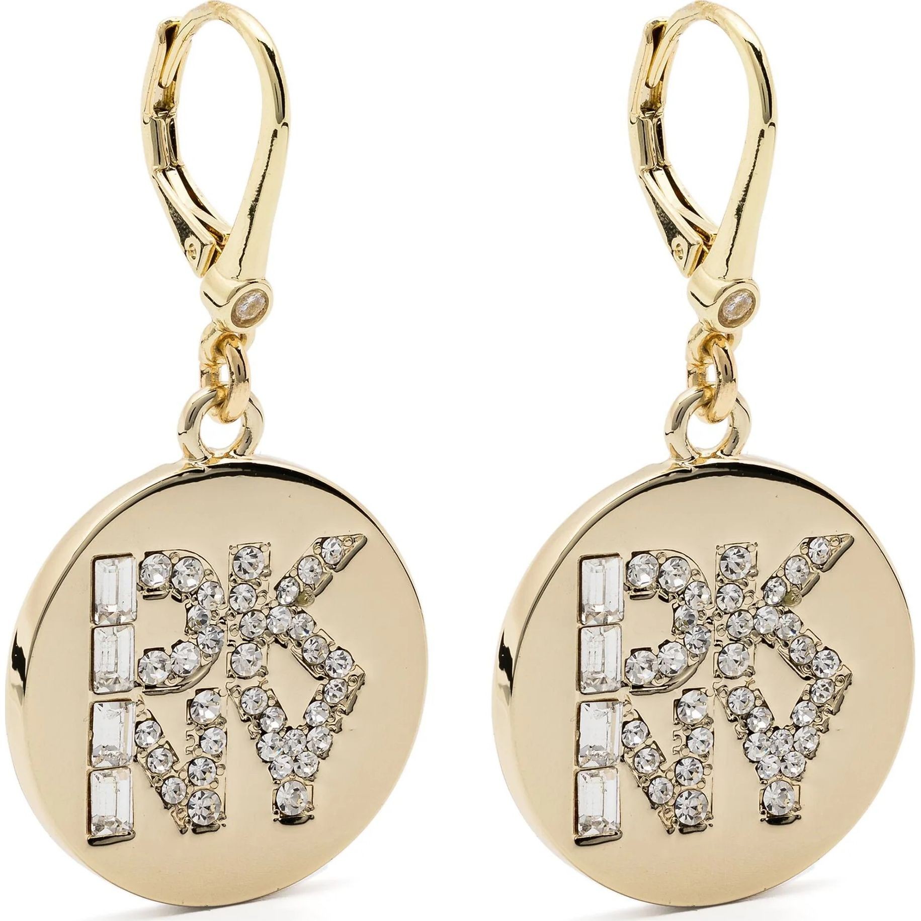 DKNY Auskarai moterims, Auksinė, Pe logo disc drop 1