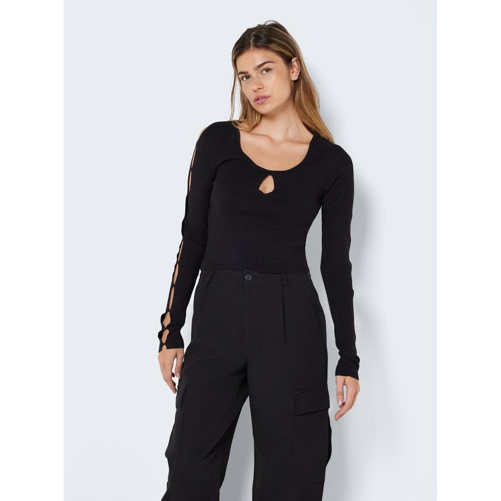 NOISY MAY Megztinis moterims, Juoda, NMORLA L/S KNIT TOP B 2