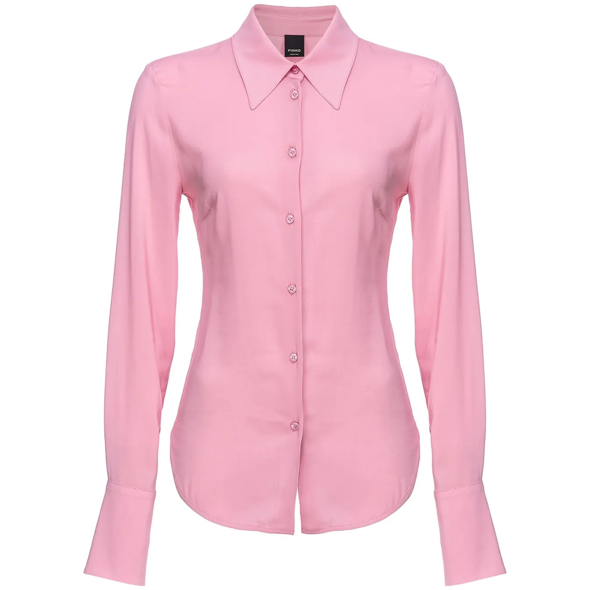 PINKO Marškiniai ilgomis rankovėmis moterims, Rožinė, Spread-collar semi-sheer shirt 1