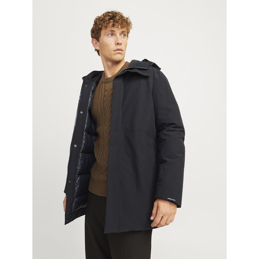 JACK & JONES Pūkinis paltas vyrams, Juoda, Keen parka 7