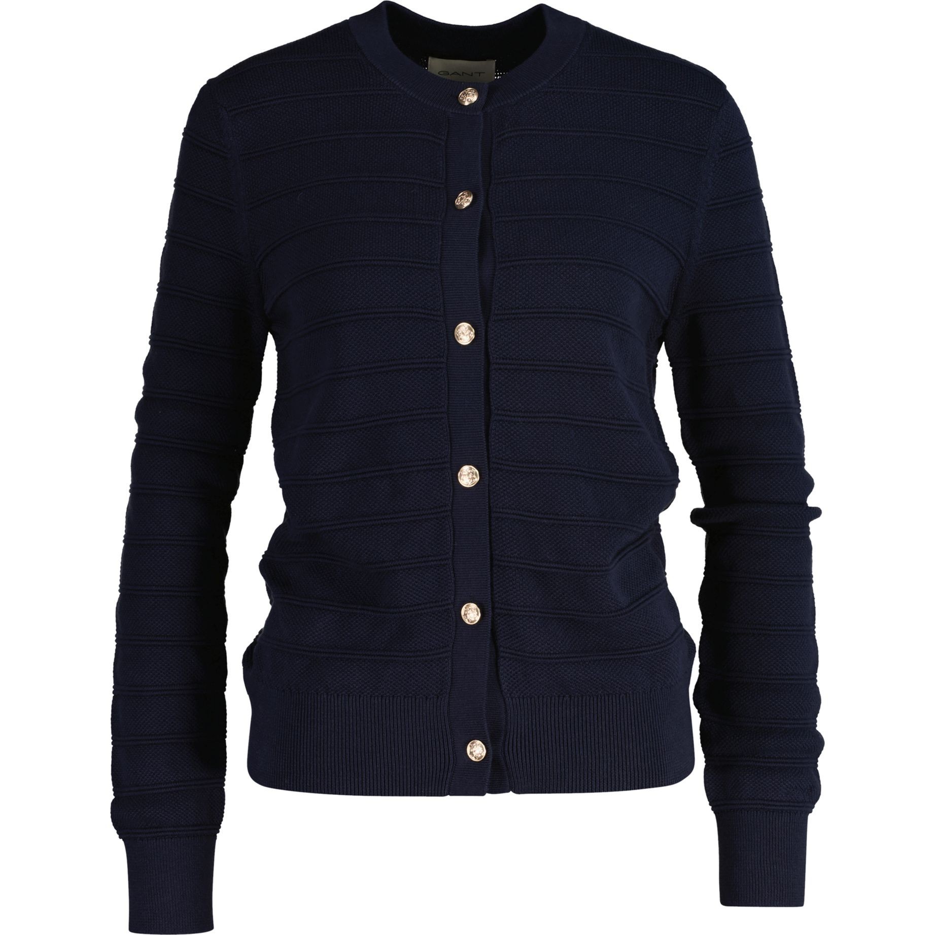 GANT Kardiganas moterims, Mėlyna, Textured cotton cardigan 1