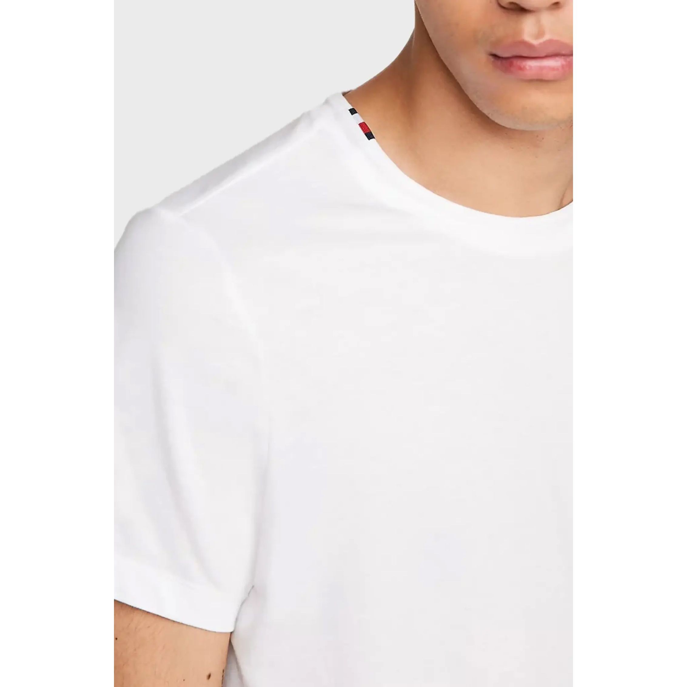 TOMMY HILFIGER Marškinėliai trump. rankovėmis vyrams, Balta, Tommy logo sleeve tee 4