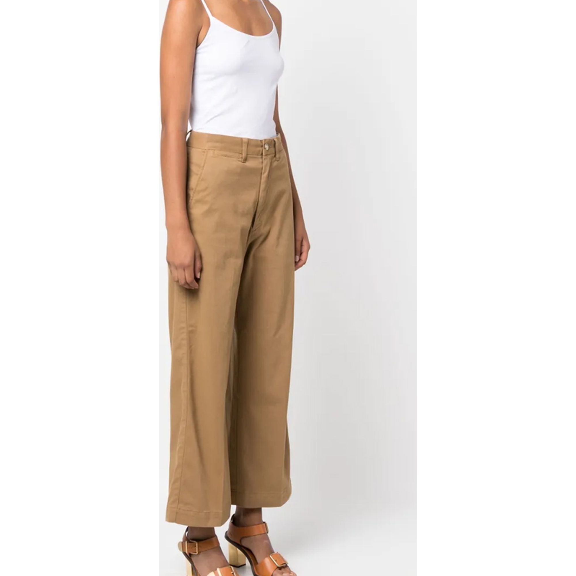 POLO RALPH LAUREN Kelnės moterims, Ruda, Wd lg chno-cropped-flat front 4