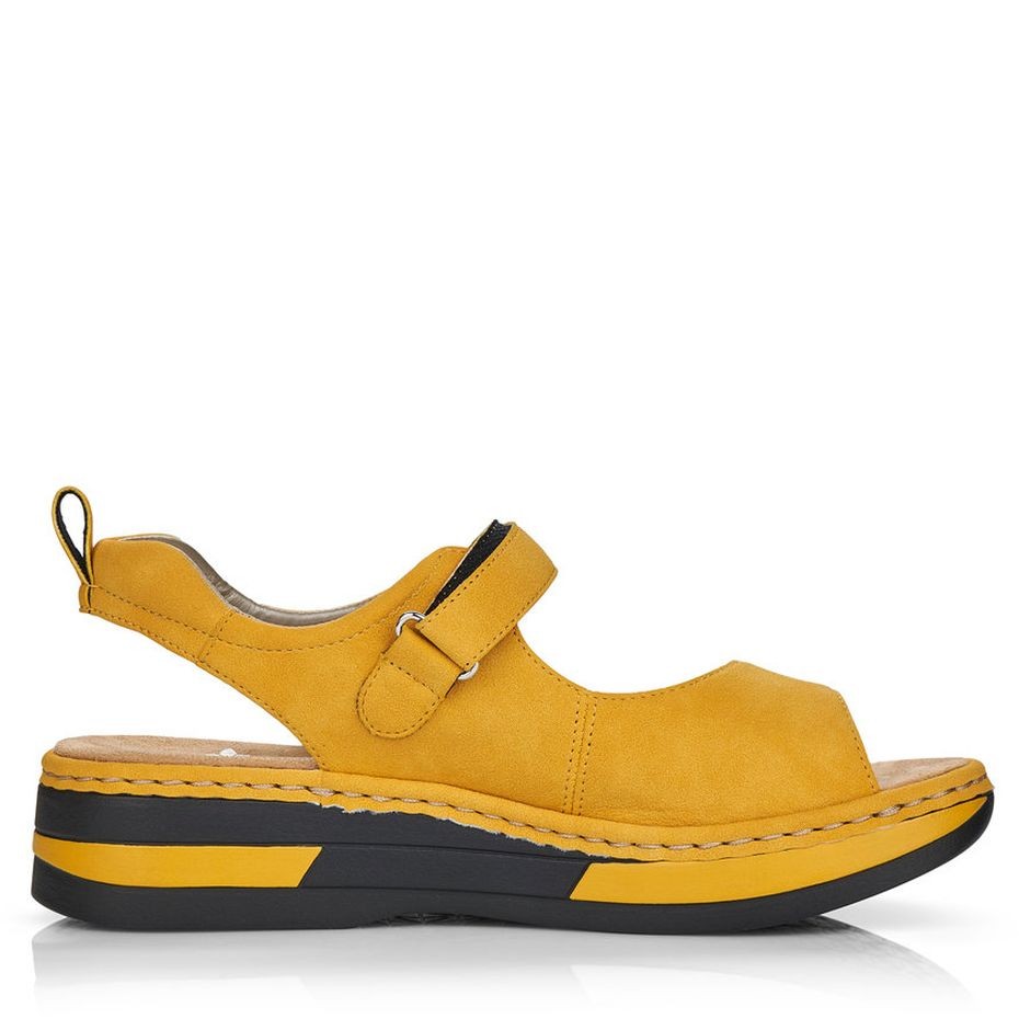 RIEKER Basutės moterims, Geltona, SANDALS 5