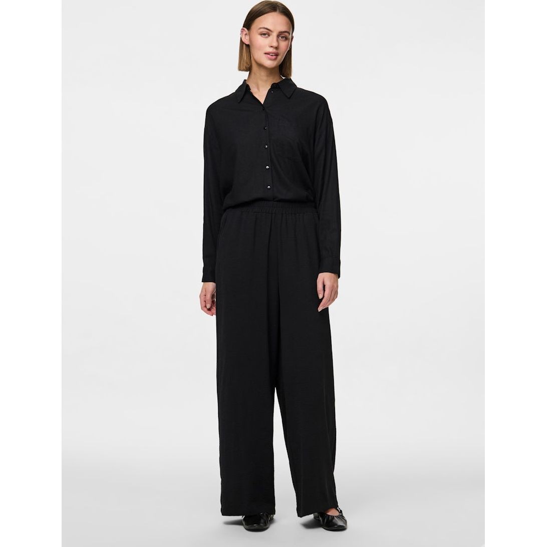 PIECES Formalios kelnės moterims, Juoda, Tiffany wide pants 4